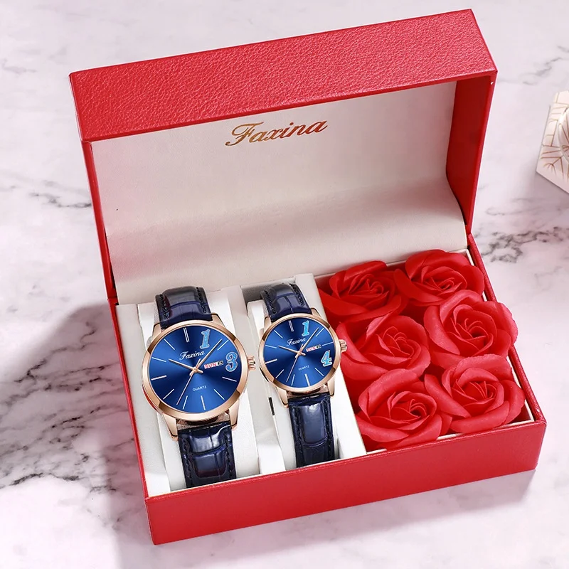 

2020 fashion accessory couple Gift box men's and women's watches couple watch set men watch gift set, Picture shows