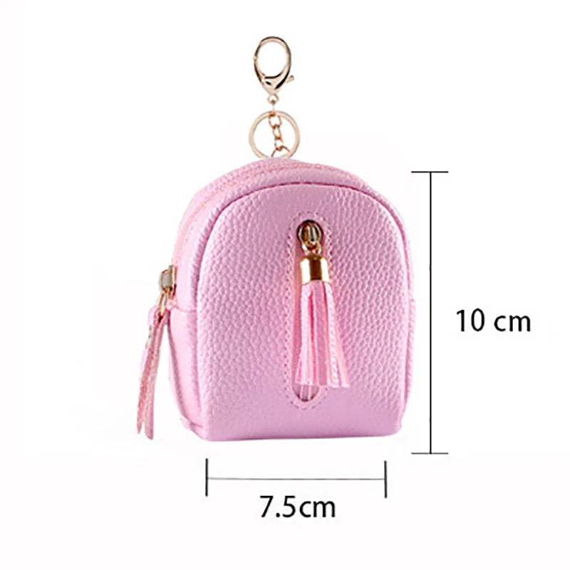 

Luxury Keychain Purse Zipper PU Wallet Women Fashion Tassel Mini Coin Purse