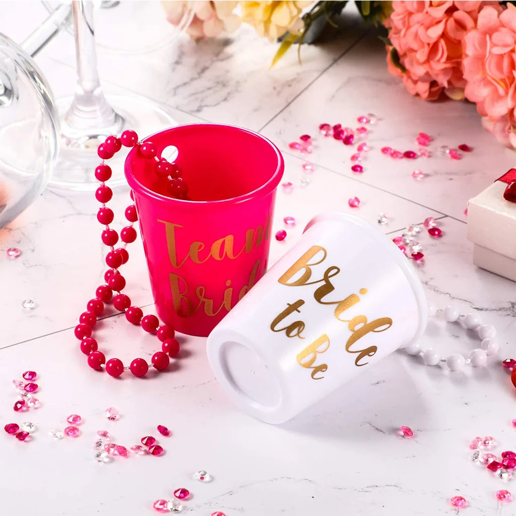 

DAMAI Bachelor Party Plastic Shot Glasses Bachelorette Party Beaded Chain Cups Bachelorette Party Supplies