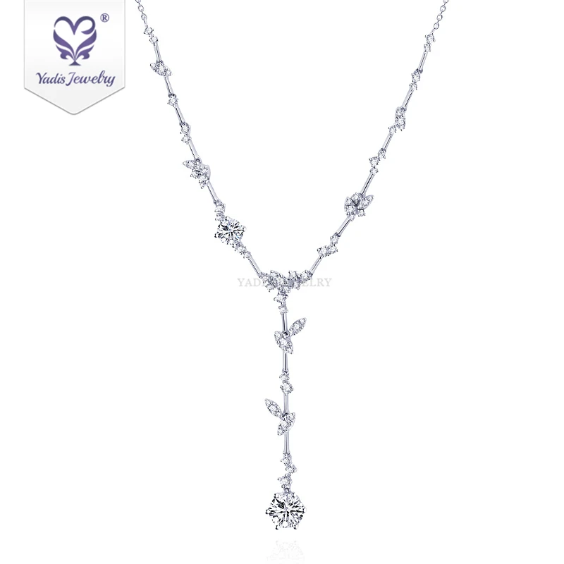 

Latest design moissanite gemstone 10k white gold engagement necklace for wedding