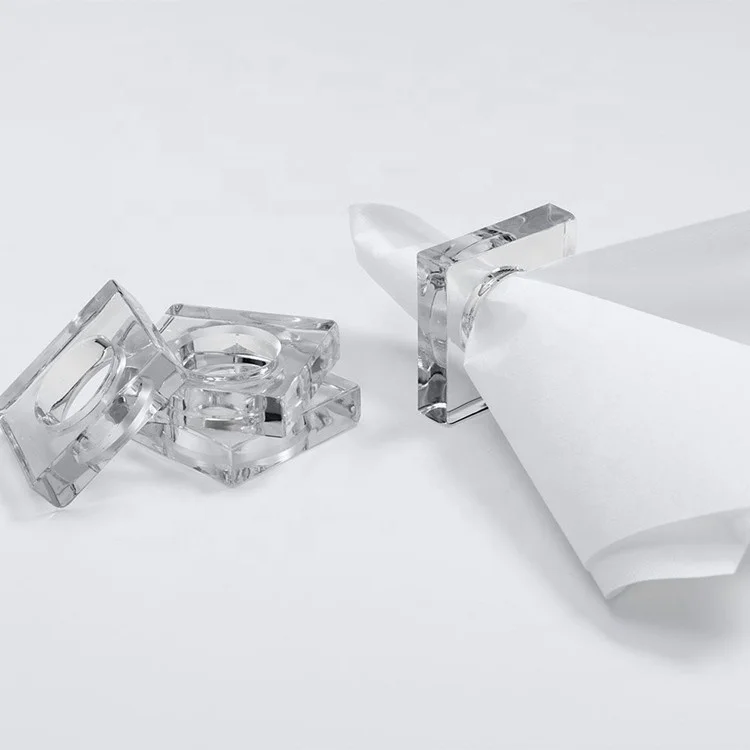 

high transparent lucite acrylic napkin rings table decoration crystal hotel napkin holder with slot, Clear,white,black,custom