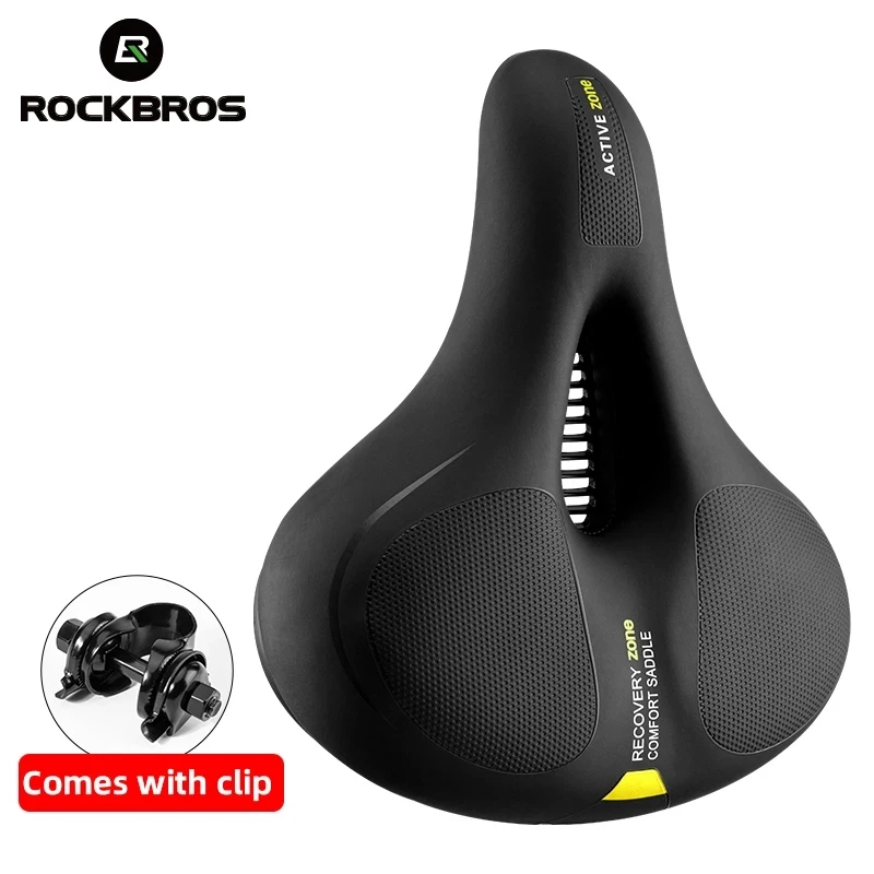 

ROCKBROS Road Bike Saddle Rainproof PU Surface Soft Memory Foam Shockproof Bike Seat Round Streamlined Reflective MTB Saddle, Yellow, red, blue