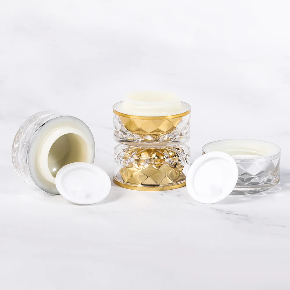 
Ready To Ship 5g luxury elegant shiny mini gold silver empty plastic lip balm jar eye cream jar for skin care ball lip balm cont 