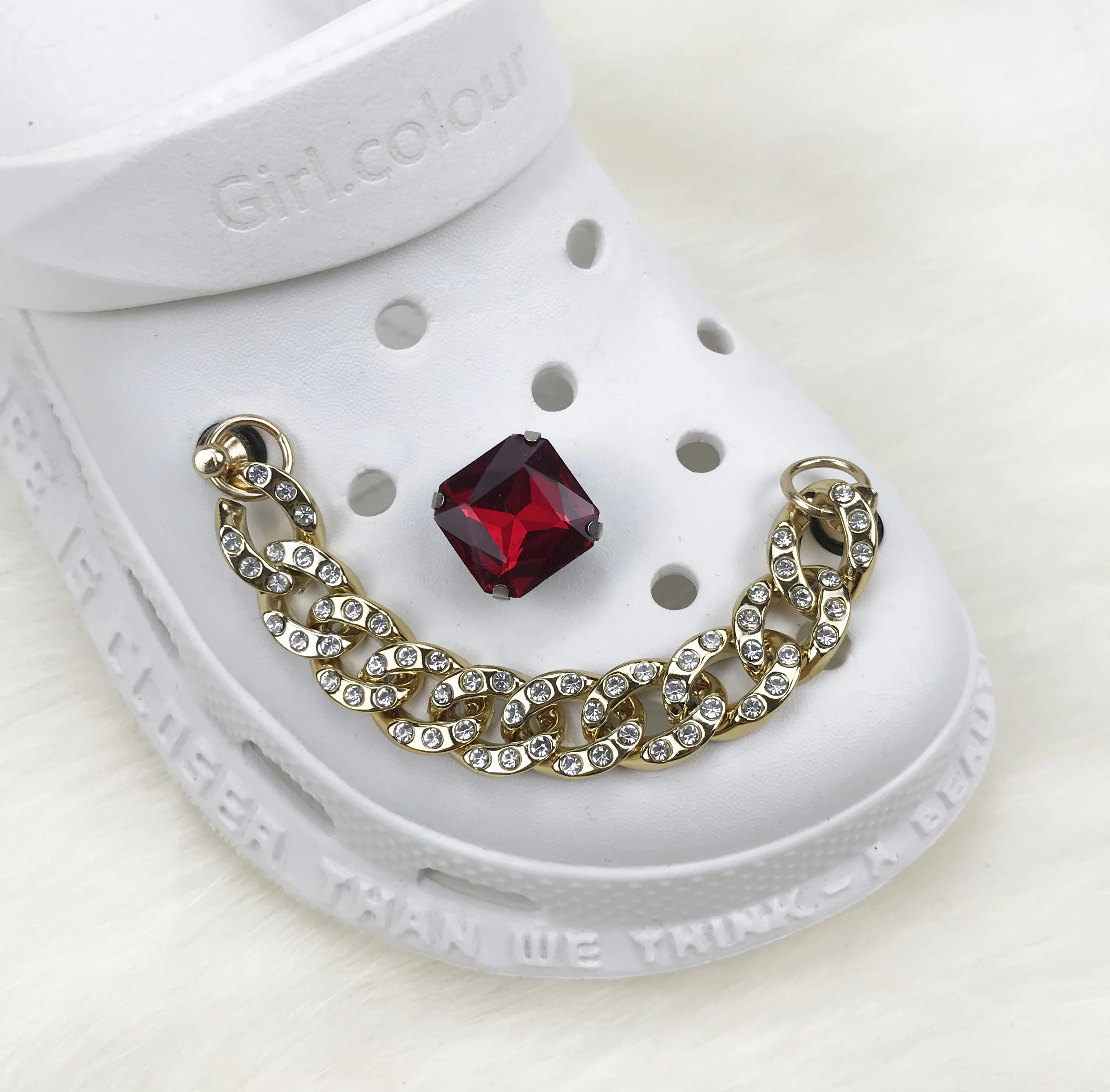 

Designer Kids Gifts Rhinestone Shoes Charms Bling Metal Chain Charms for Clog