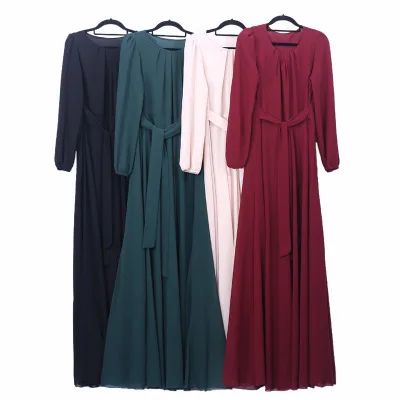 

LSY169 solid color chiffon muslim dress folk-custom Islamic Clothing Fashion Kimono Arabic Style Dubai Muslim Abaya, Photo shown