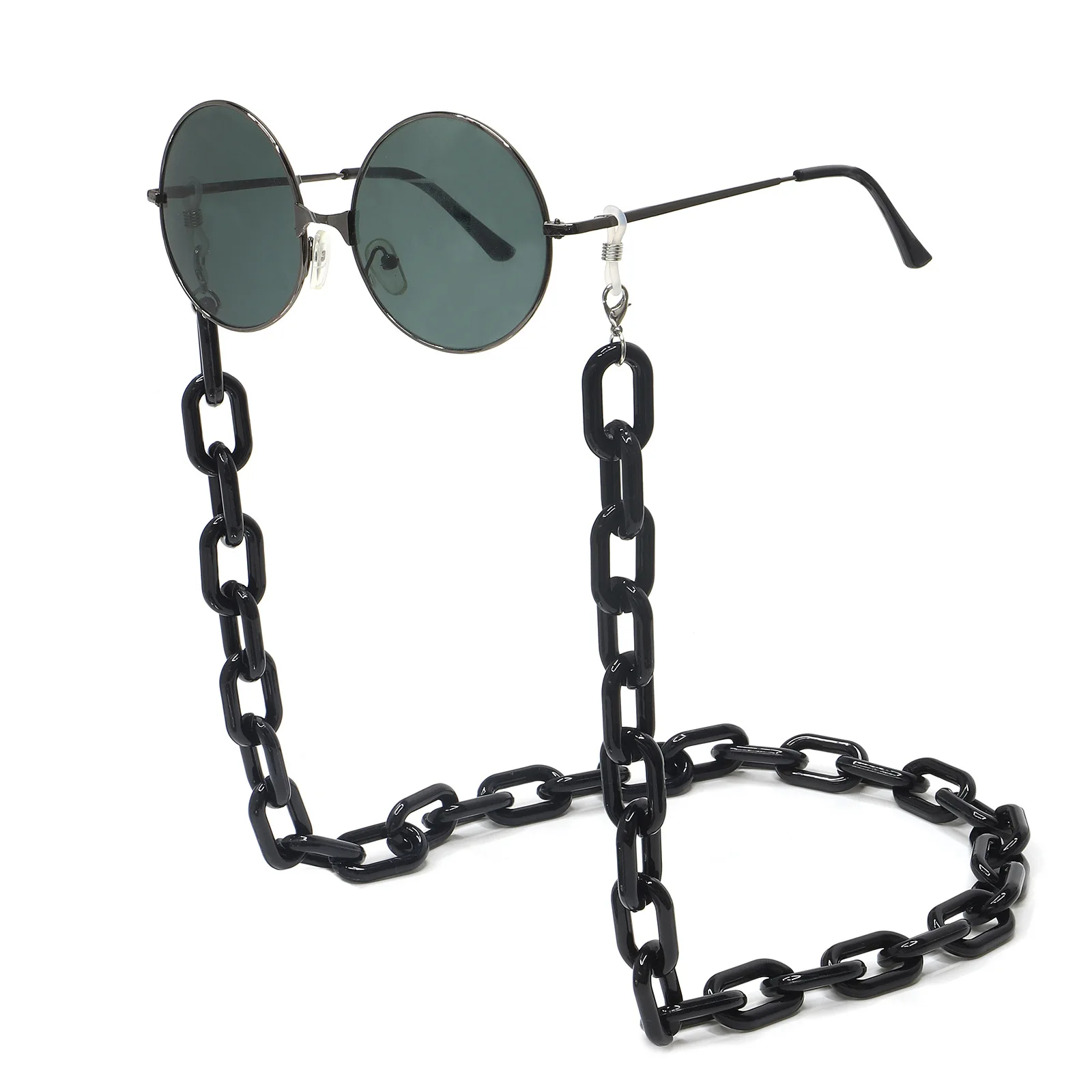 

Big Ring Black White Plastic Acrylic Eyewear Accessories Eyeglass Reading Glasses Sunglasses Holder Chain Holders