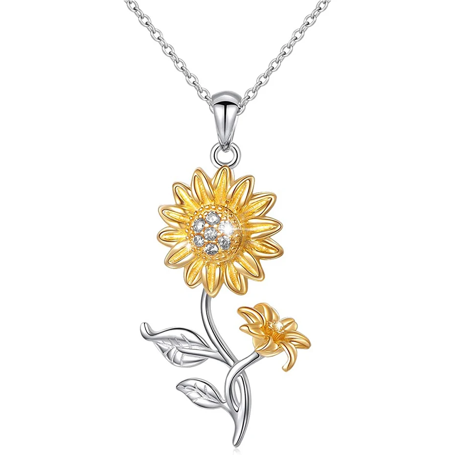 

Rose Valley Sunflower Necklace Hot Selling Jewelry Pendant Gold plated Two Tone Jewel Fashion Gift For Lover YN017