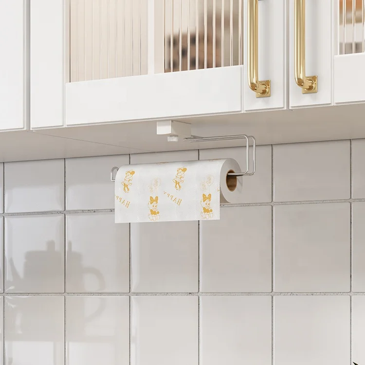 

Save space 304 stainless steel wall mounting adjusted fresh keeping film storage rack kitchen organization