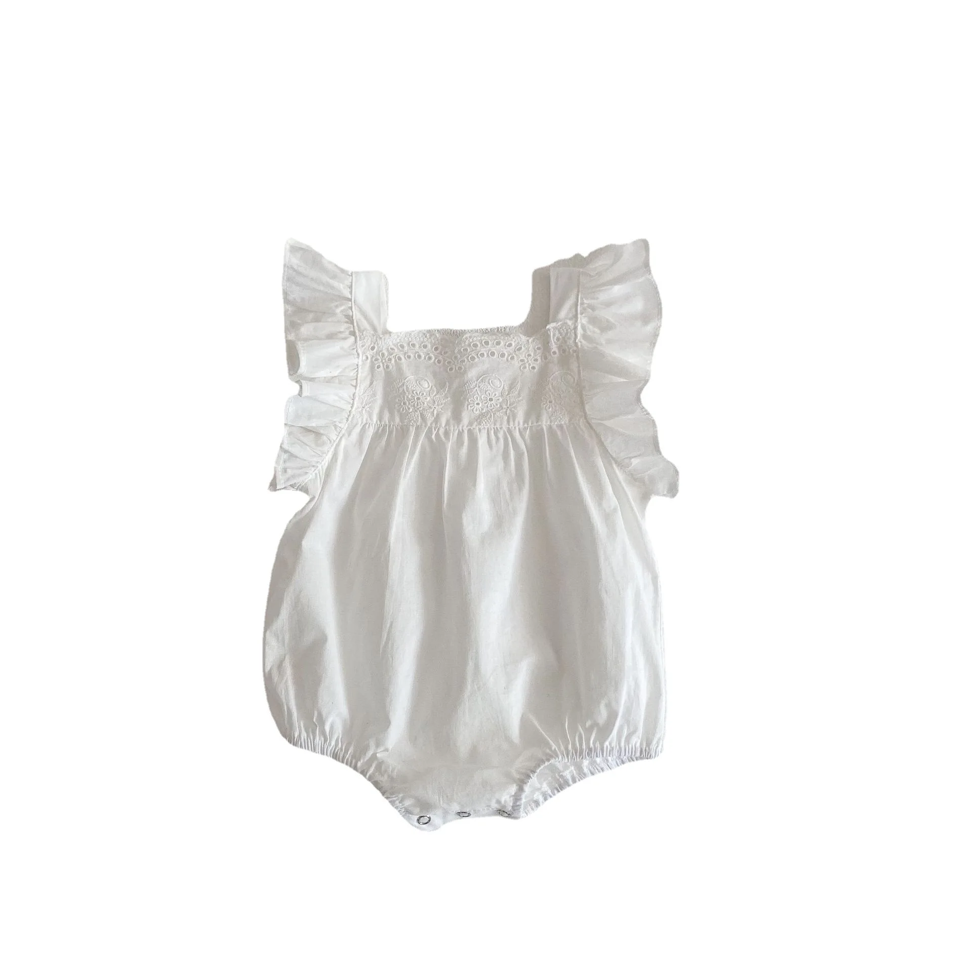 

New Born Baby Girl Onesie Fly Sleeves Ruffle Baby Bodysuits White Puff Sleeves Baby Girls Rompers, More colors/customs color