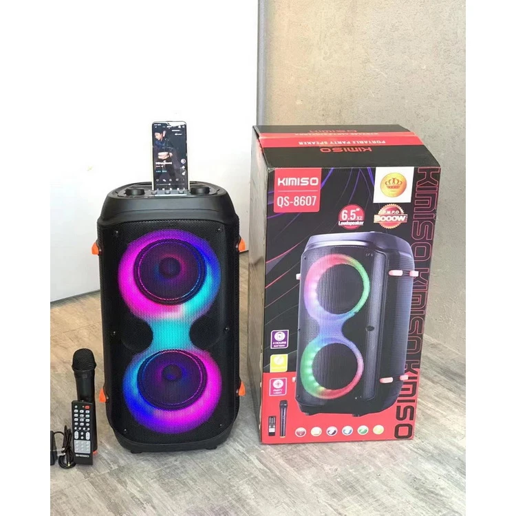 

QS-8607 Factory Direct Selling BT Speaker KIMISO Double 6.5inch Horn Big Woofer Speaker With Remote Control