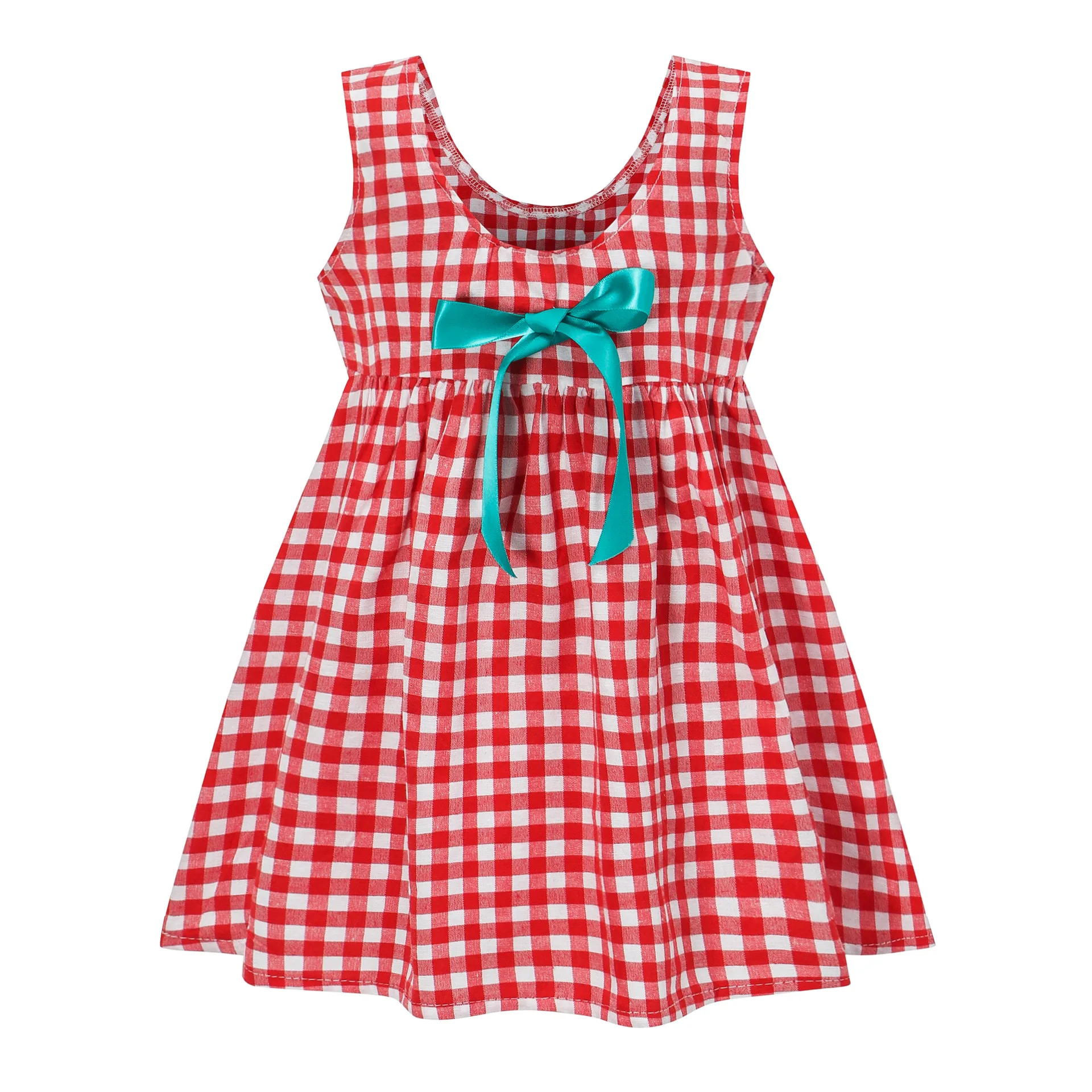 

Spring and summer new girls' pastoral plaid camisole skirt