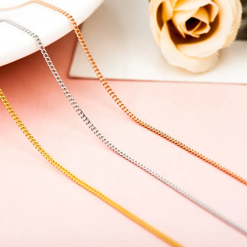 

High Quality 16-20 inch Italian Curb Chain Rose Gold 18k Over 925 Sterling Silver Necklace Chain