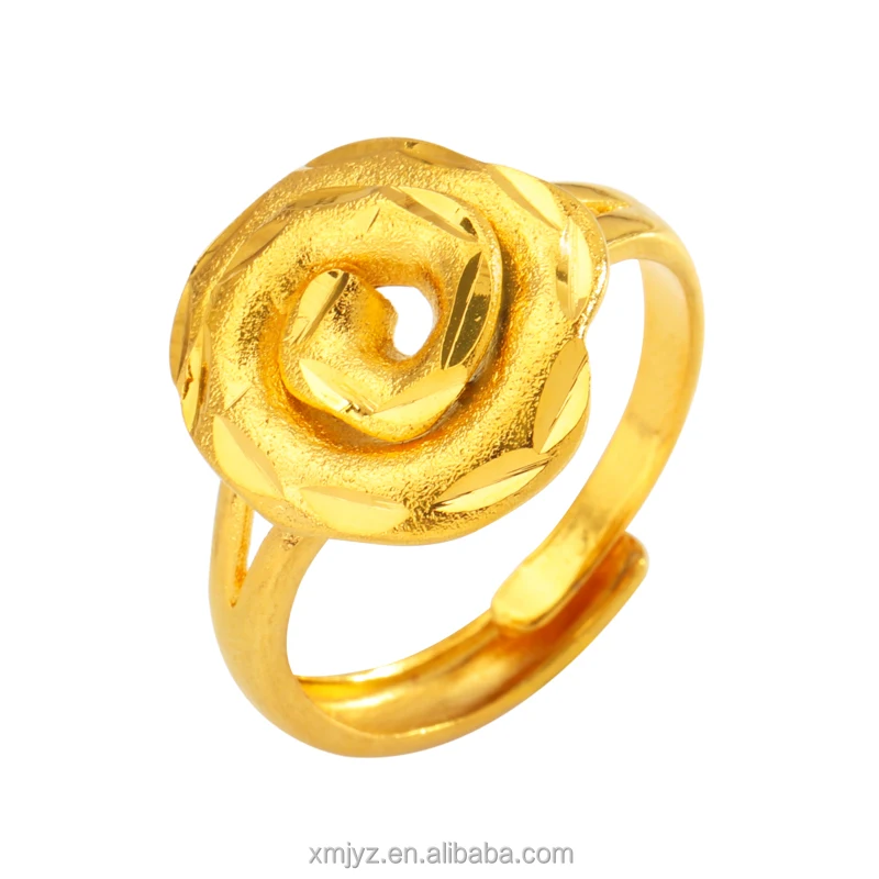 

Cross-Border Flat Rose Ring Female Ins Niche Opening Ring Fashion Temperament Sand Gold Jewelry Wholesale