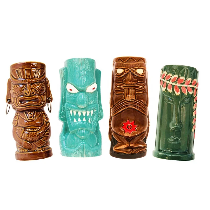 

Tiki mugs cocktail set of 4 Ceramic Hawaiian Party Mugs Drinkware cute exotic cocktail glasses Hawaiian party tiki mug cocktail, Customized color