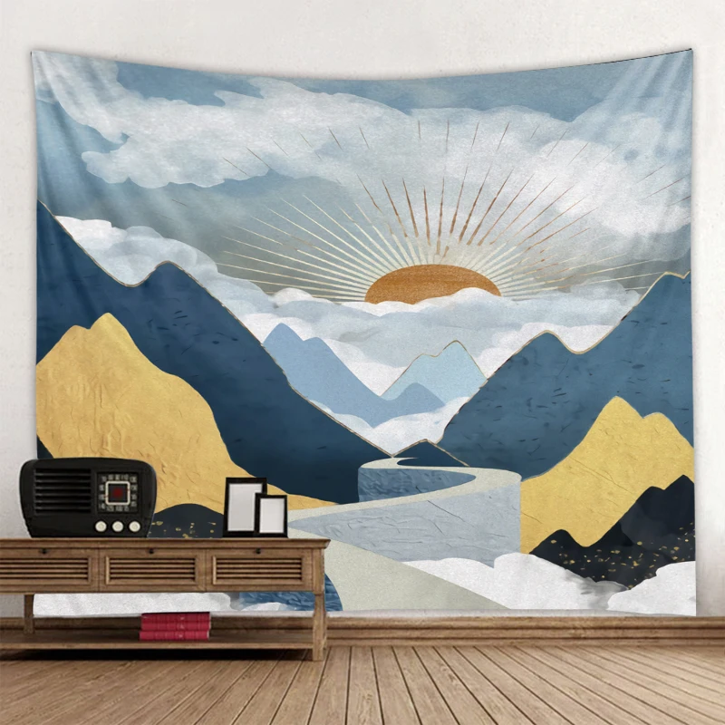 

Facing Sun Sunup Tapestry Nature Landscape Wall Hanging for Room Home hotel decoration, Customized color