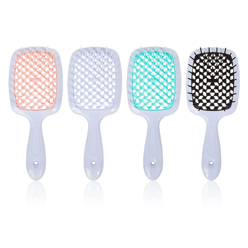 

2021 hot sale customize ABS Detangling Vent Hair Brush Salon Curly Thick Straight Hair hollow brush, Customized color