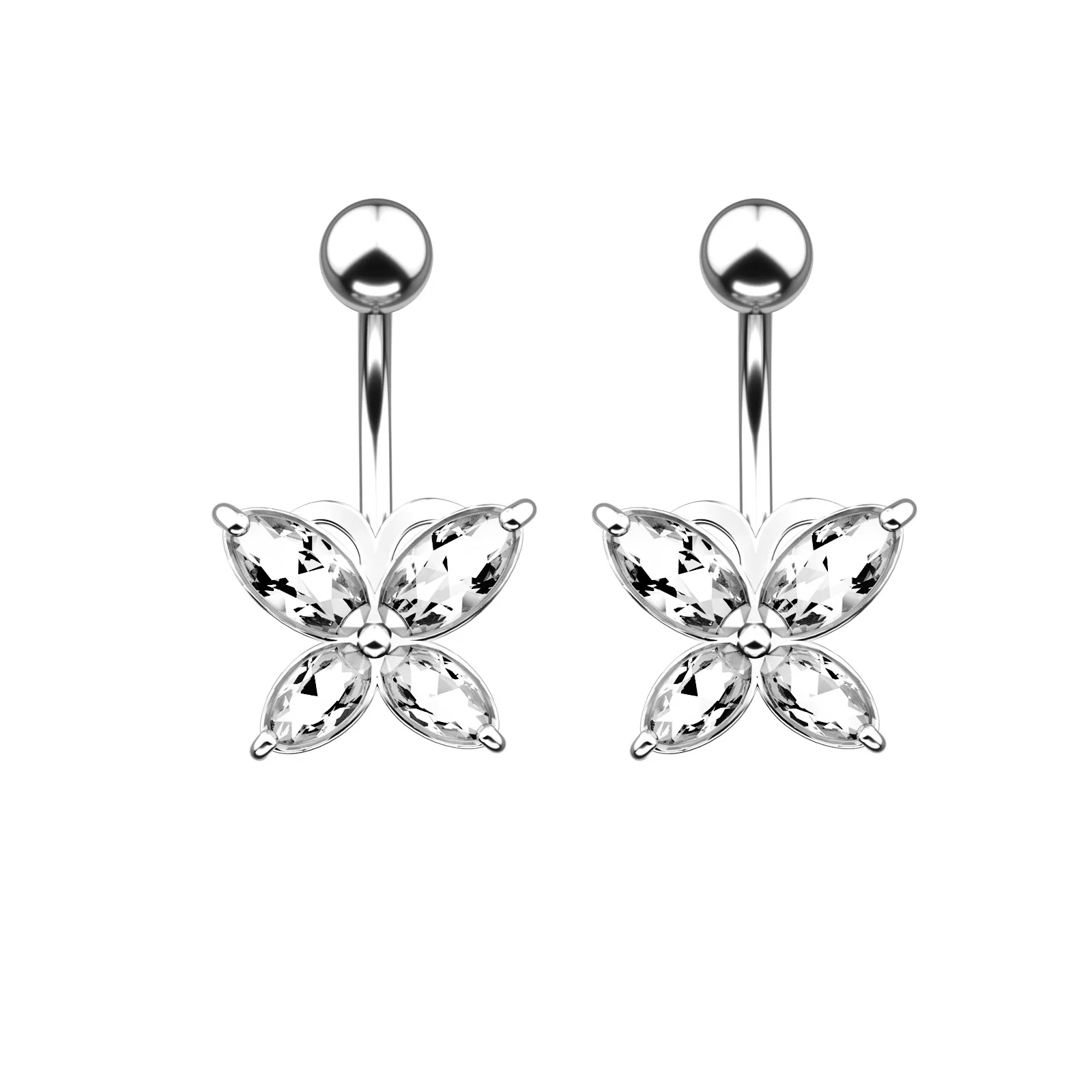 

Stainless steel butterfly zircon body piercing jewelry belly ring, As pic