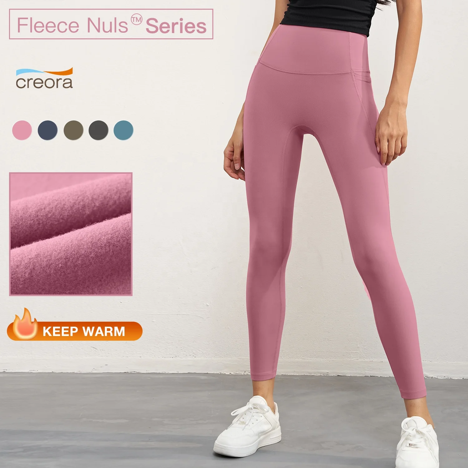 

FLEECE NULS F&W Gym Pants With Side Pockets Sweat-Wicking Yoga Leggings