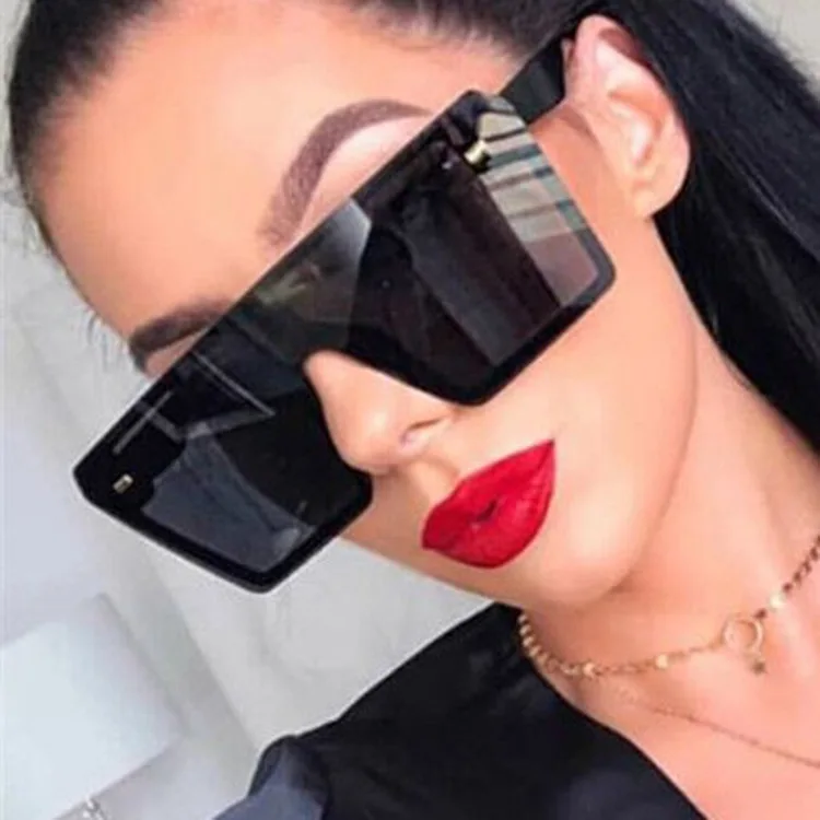 

DCOPTICAL 2021 Oversized Rivet Flat Top Square Large Frame Shades One Piece Gradient Fashion Women Hot Sell Sunlgasses