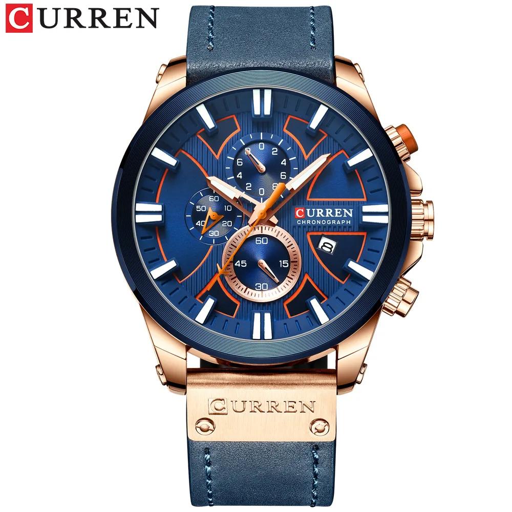 

CURREN 8346 Top Brand Mens Watches Luxury Fashion Leather Strap Sport Quartz Watches Outdoor Casual Wristwatch Waterproof Clock, 5 colors