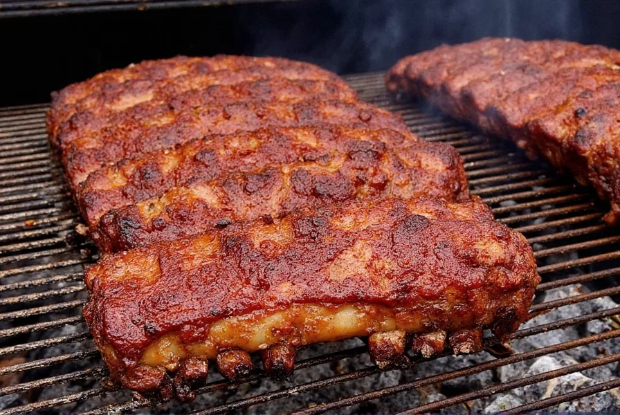 Smoking ribs on a charcoal grill