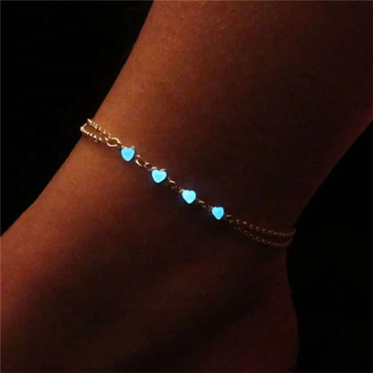 

Summer Luminous foot bracelet Ankle Heart Star Pendant Bracelet Beach wholesale silver design Anklets, Picture