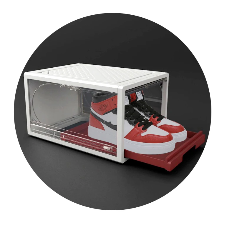 

wholesale custom shoes box plastic storage clear drop front shoe box shoe organizer with logo, Transparent