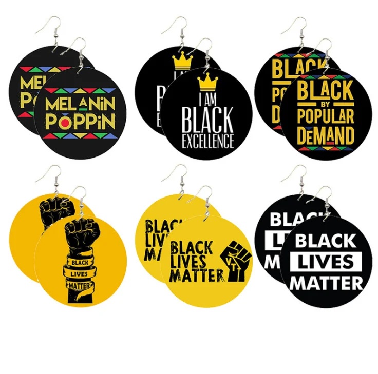 

Women Print Natural Hair Wood Dangle Earrings Black Lives Matter Power Fist BLACK GIRL MAGIC Melanin Poppin Afro Drop Earrings