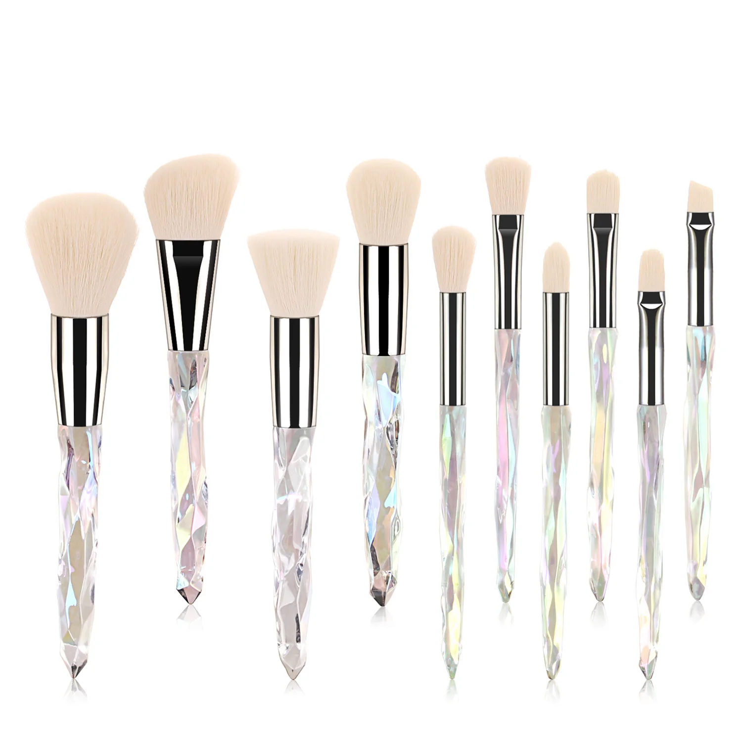 

10pcs Makeup Brushes Transparent Diamond Crystal Handle Make up Brushes