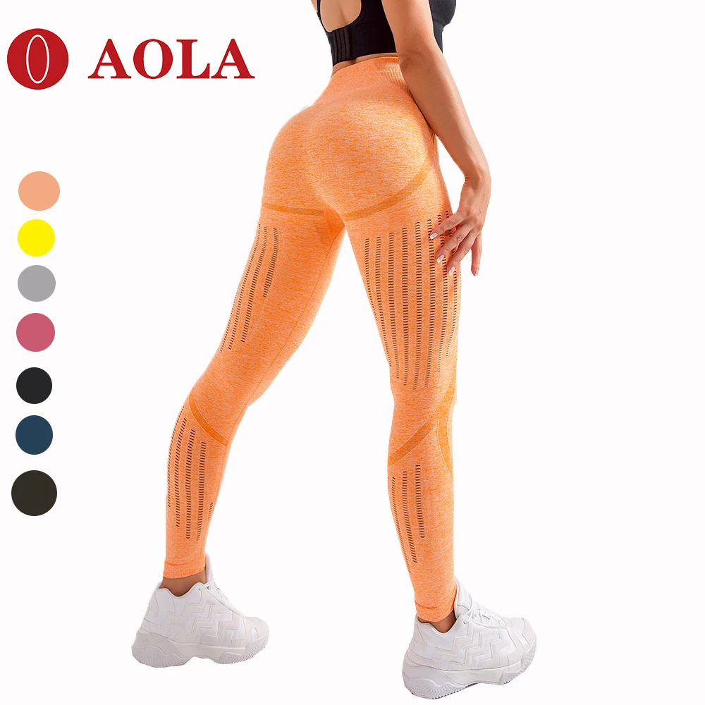 

AOLA 4 way stretch seamless anticellulite active wear women yoga fitness leggings with pockets, Black/blue/pink