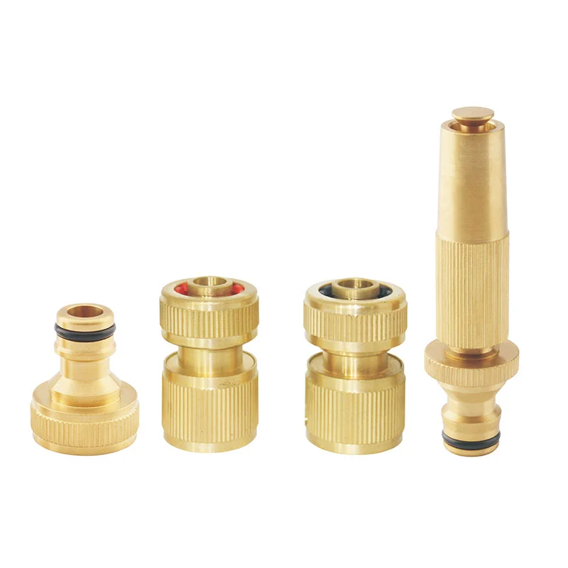 

garden hose set garden quick connector adapter nozzle garden watering, Brass color