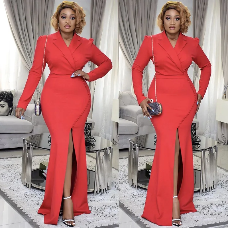 

Long Red blazer dress women Elegant office ladies blazer dresses Long sleeve suit female autumn party dress, As showed