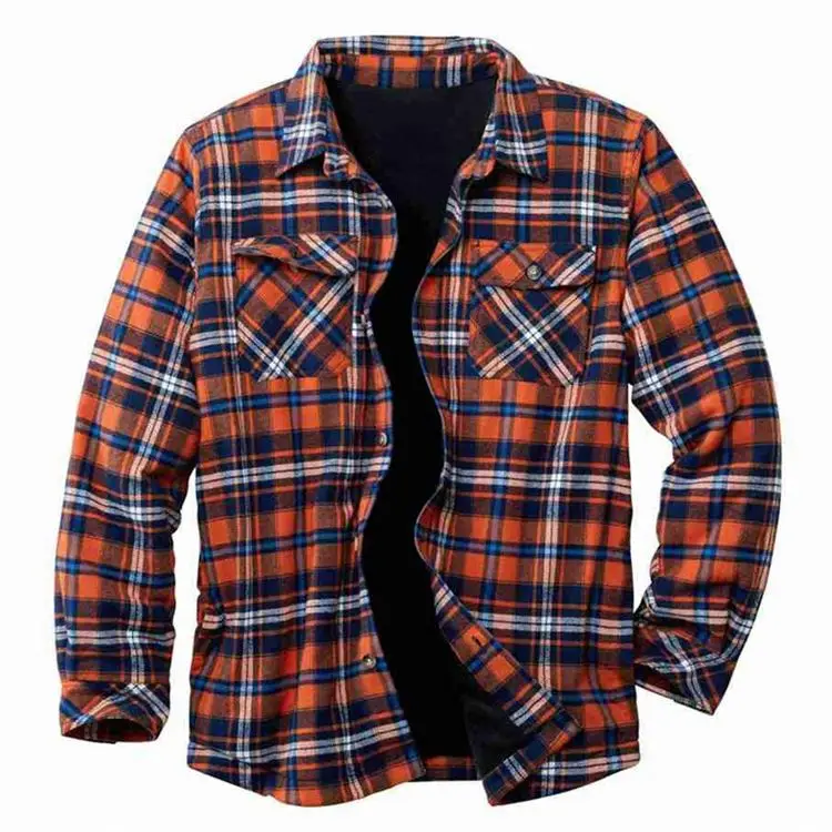 

Mens Classic winter Long Sleeve Button outdoor hiking Thick Warm Thermal Sherpa fleece lined check Plaid Flannel Shirt Jacket, 3colors