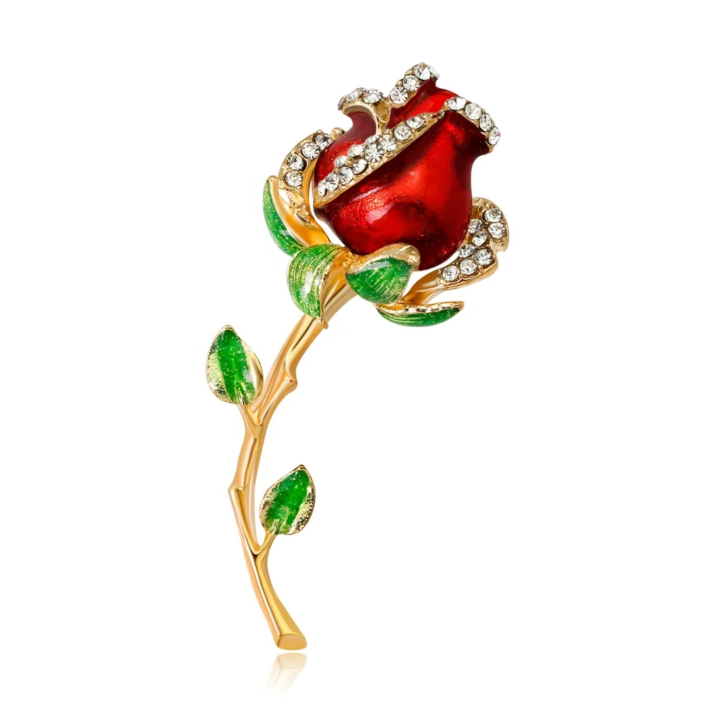 

New and Classic Rose Flower Rhinestone Dripping Brooch, Picture shows