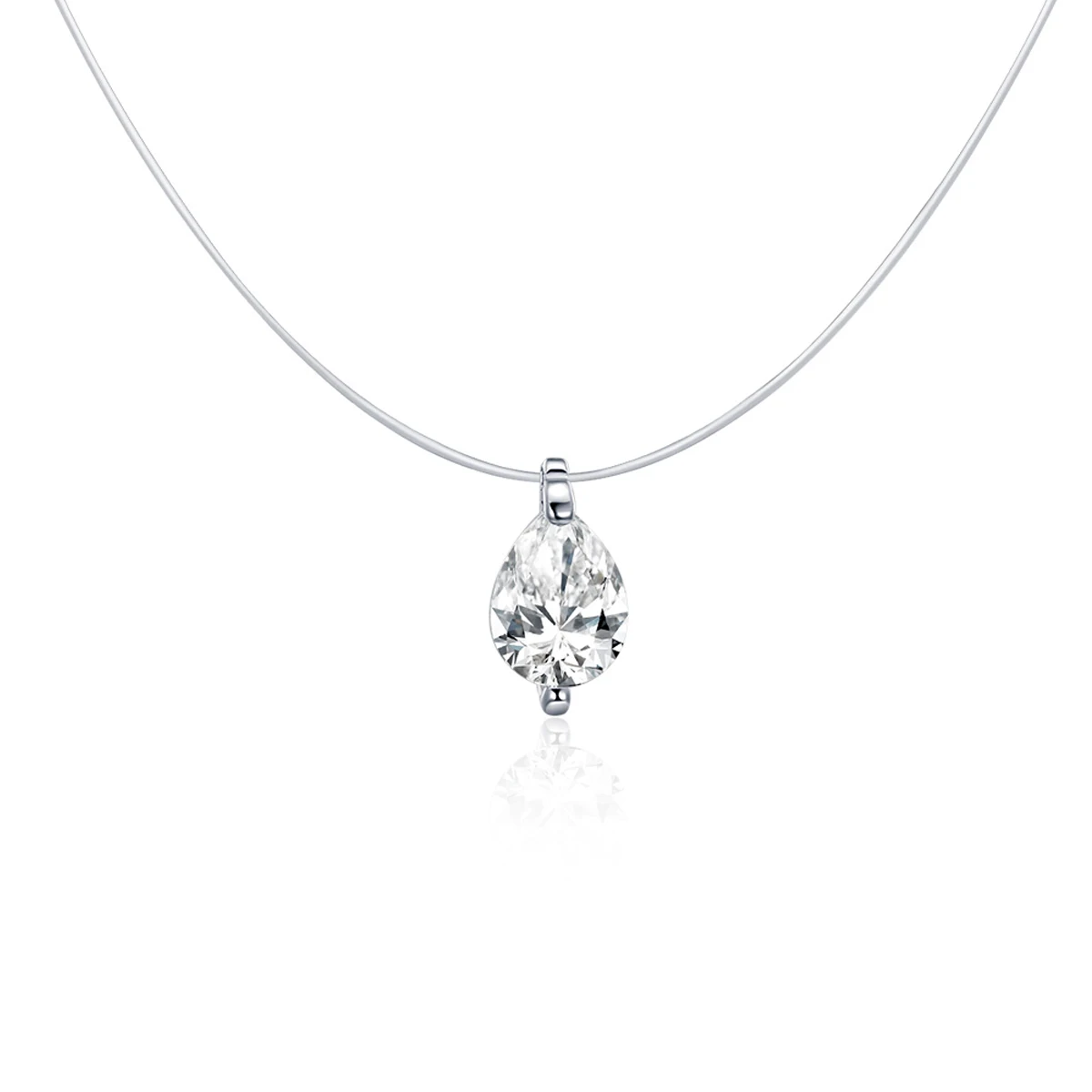

Silver Invisible Chain Necklaces pendants Rhinestone Choker Necklaces