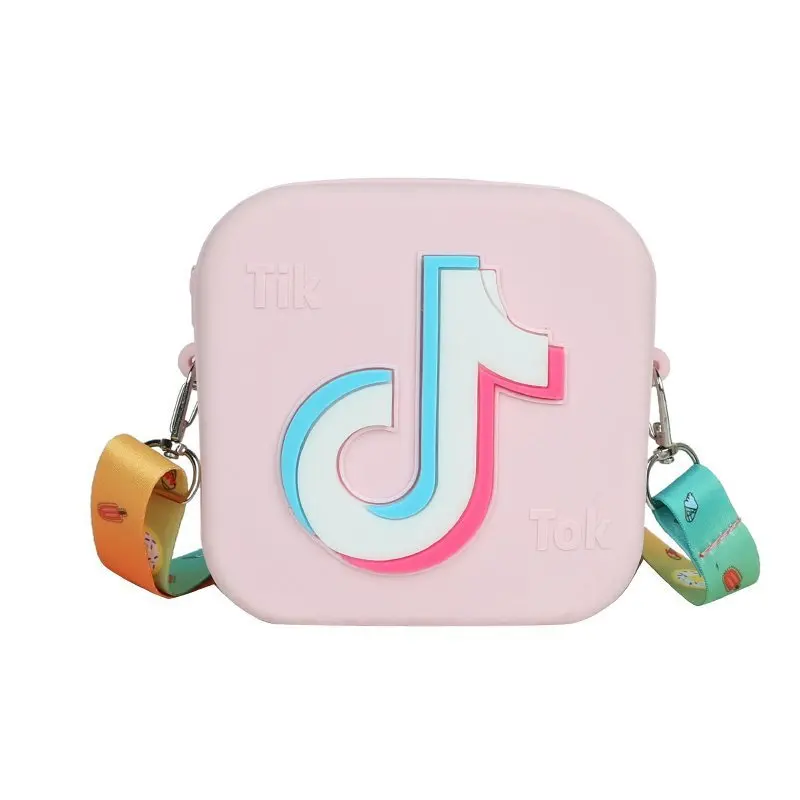 

New arrival Tik Tok PVC small jelly bag kids cartoon square shoulder mini bag coin purse crossbady bags, 6 colors