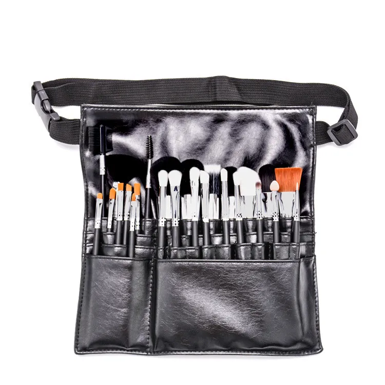 Melason High Quality 25pcs Custom Natural Synthetic Hair 25pcs Makeup Brush Set Belt Private label Makeup Kit Can Print Logo
