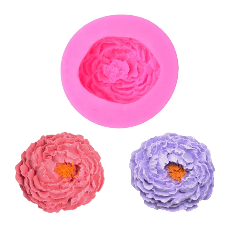 

Making 3d Crafts Peony Flower Gypsum Plaster Concrete Putty Handmade Soap Silicone Fondant Mold for Baking Pastry Cake Tools