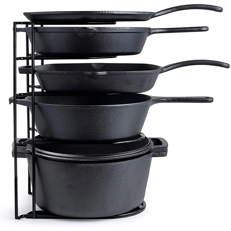 

Multifunction Five layers Hanging Pot Rack Saucepan Set Cooking Pot Rack Organizers, Black