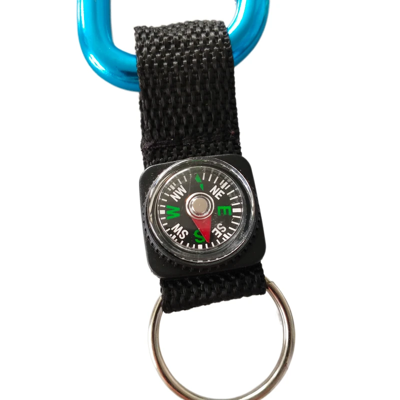 

outdoor activities low moq for instant shipping attached to aluminum alloy carabiner keychains compass strap