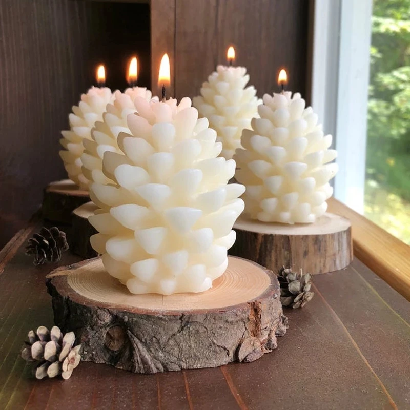 

D004 3D Christmas Pine Cone Silicone Candle Mold DIY Handmade Aromatherapy Candles Beeswax Pinecone Candle Making Mould, Stocked / cusomized