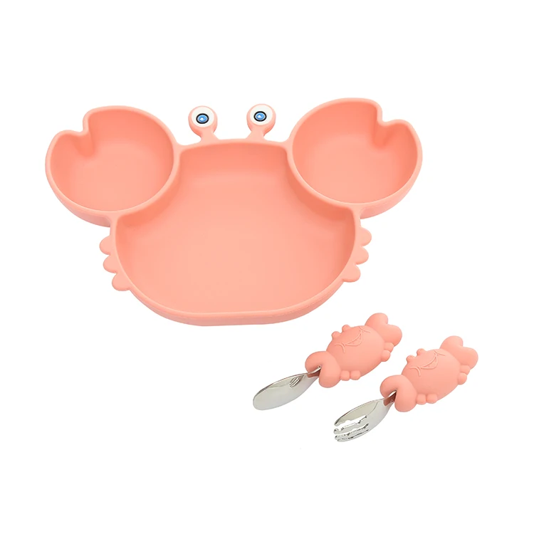 

YoFun 3PC Set Silicone Baby Dishes for Children's Tableware Plate Non-slip BPA Free Baby Feeding Bowl With Spoon and Fork