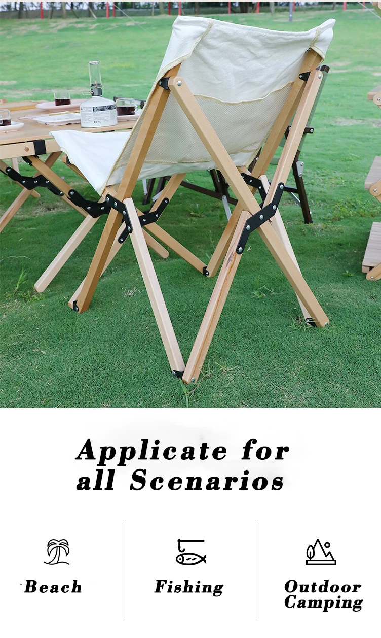 
Outdoor lightweight camping beech relax folding beach wood armrest chair 