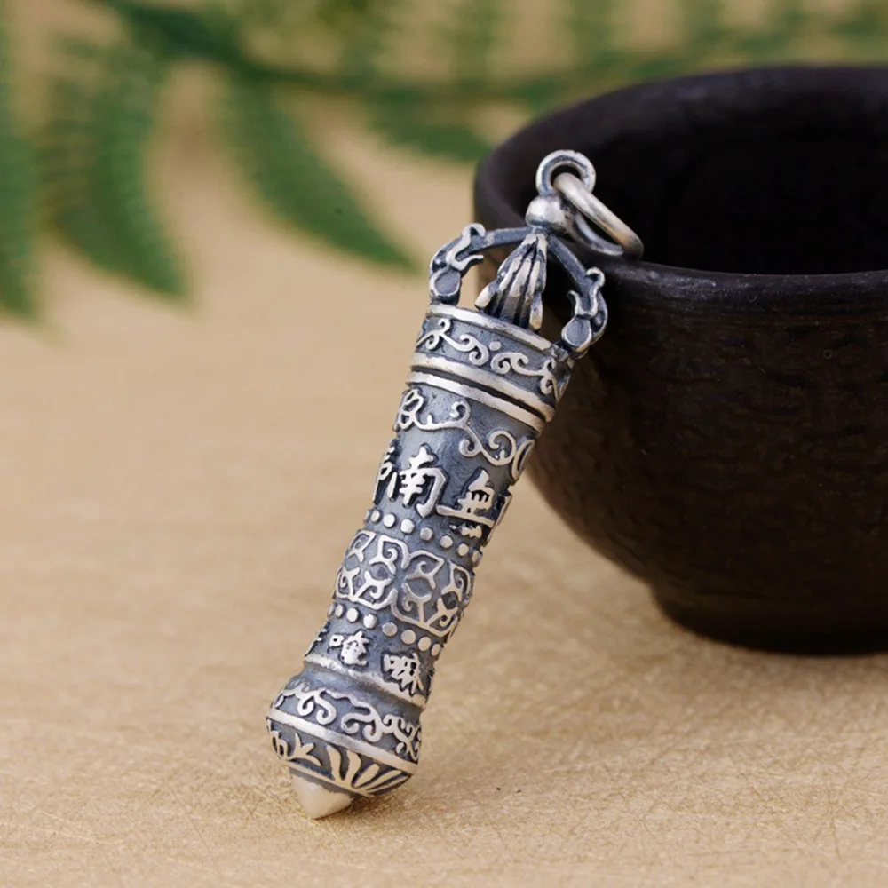 

925 Sterling Silver Pendant Openable Six Words Mantra Pendant Necklace Prayer Gawu Box Buddha Jewelry