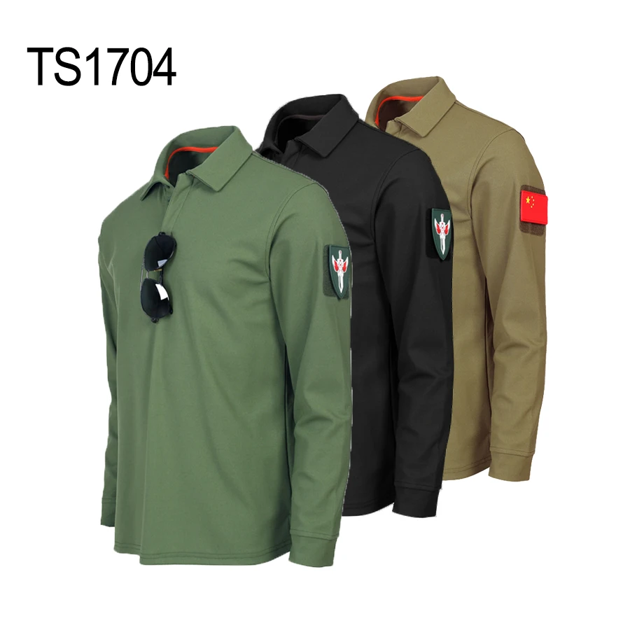 

Men's Breathable Pique Fabric Polo Army Tactical Combat long Shirt Hiking Hunting Military Training Polo long Shirt