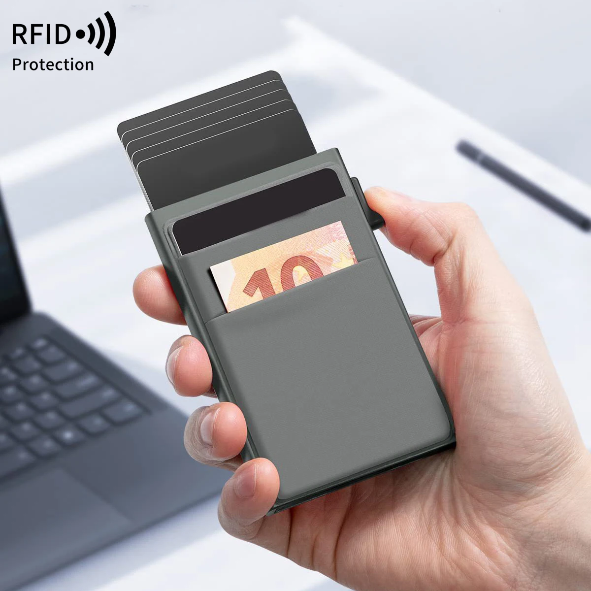 

Ultra Thin Metal Wallet/RFID Blocking Credit Card Holder/Slim pop up metal wallet for Travel and Work