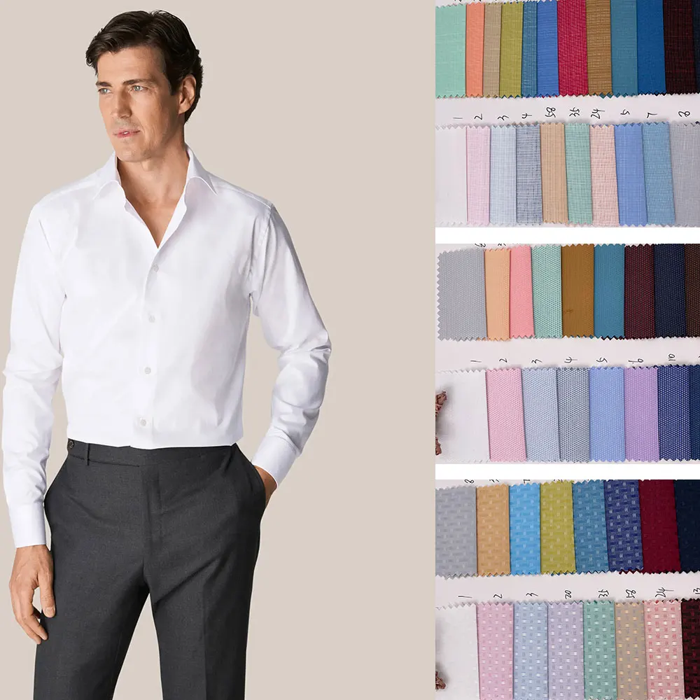 High-end 40% Cotton 60% Polyester Yarn Dyed Dobby Men's Classic Shirting Fabric for Boys Girls School Uniform Shirts