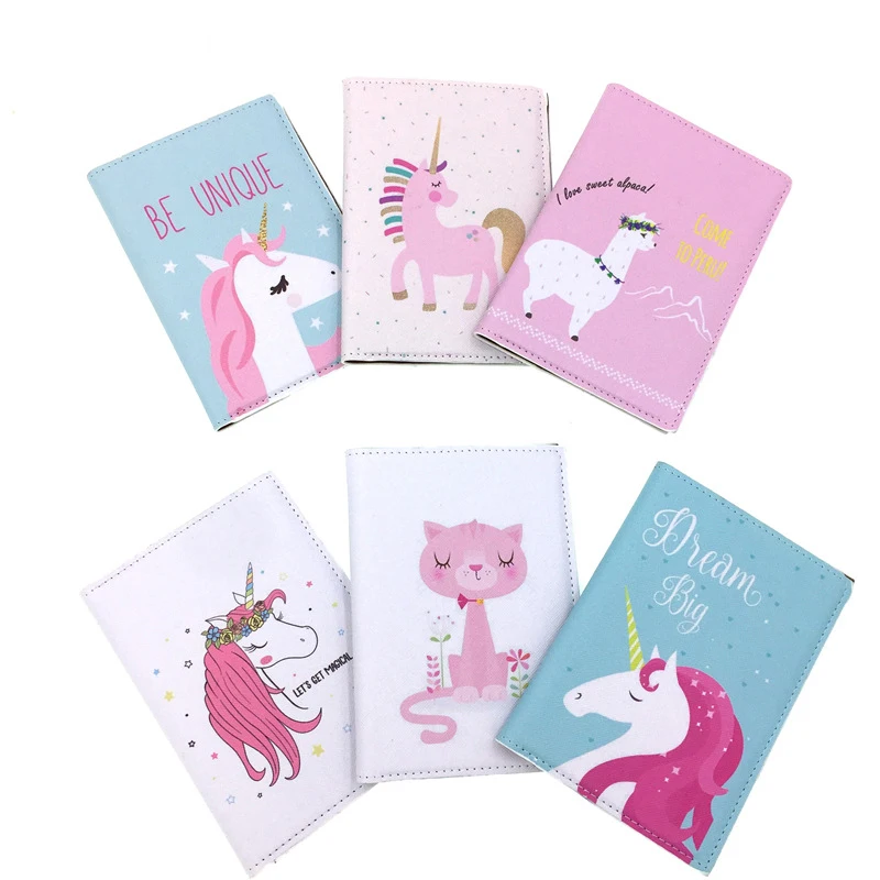 

PU Leather Cute Rainbow Unicorn Waterproof Travel Certificate Passport Protective Cover Wallet for Women