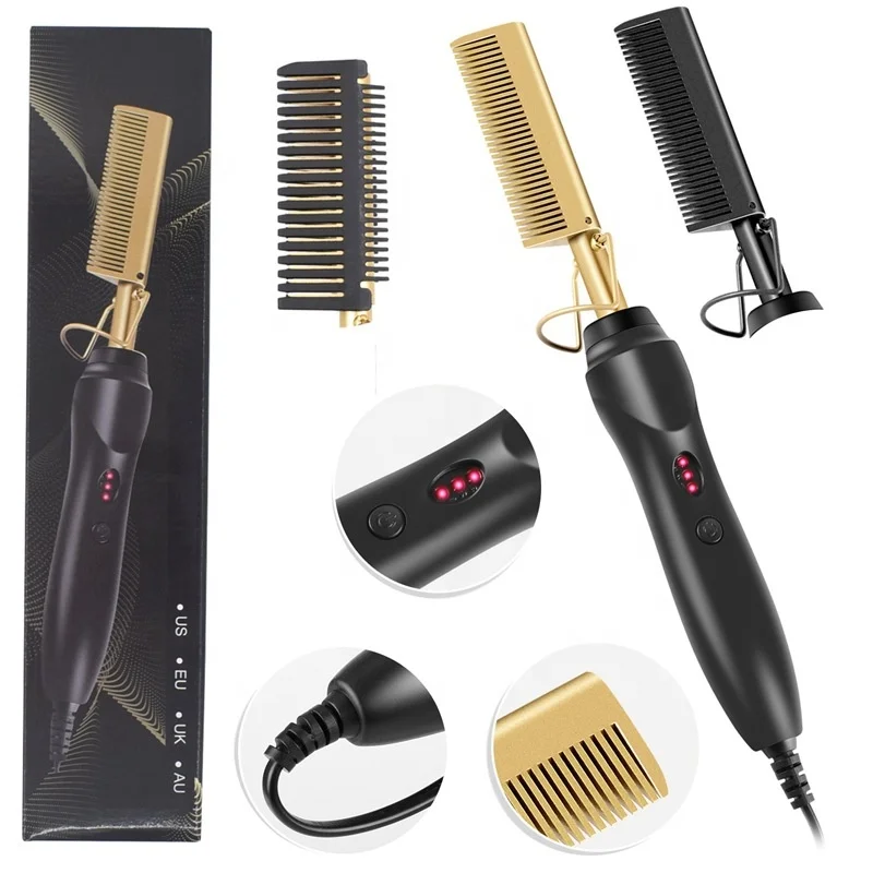 

New Style Multi-Function Electric Hot Heating Comb Hair Straightener Wet Dry Use Hair Detangler Brush