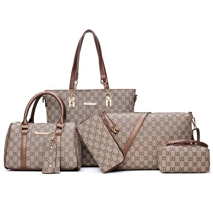 

2021 Luxury Designer 6 Piece Set Pu Women Bags Custom Brand Ladies Bags Handbag Set for Women, Customized